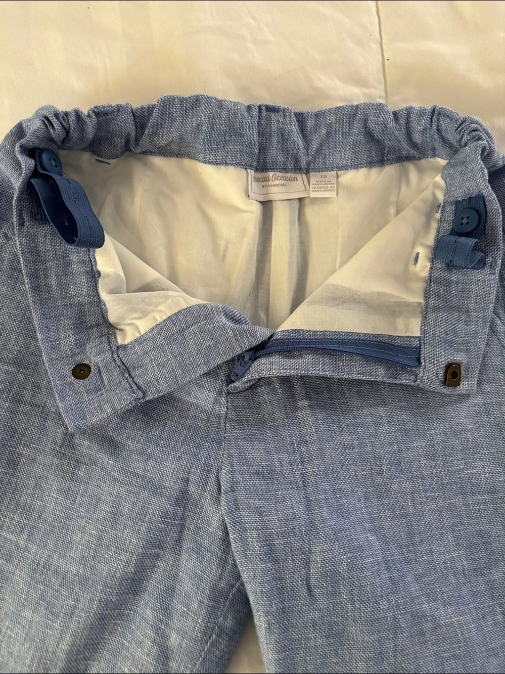Gymboree Linen-Blend   Light Blue Linen Seersucker Vest & Pants Set Size 12 NWOT